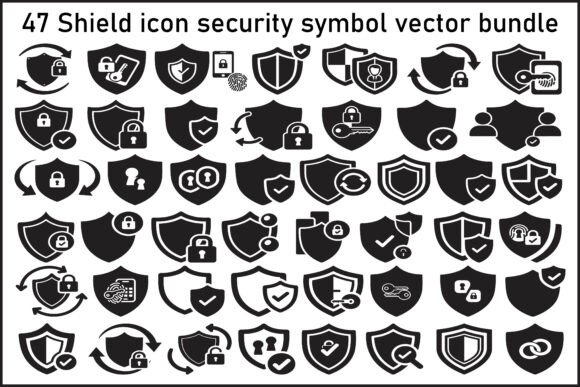 47 Shield Security Icon Vector Bundle: Graphics & Illustrations