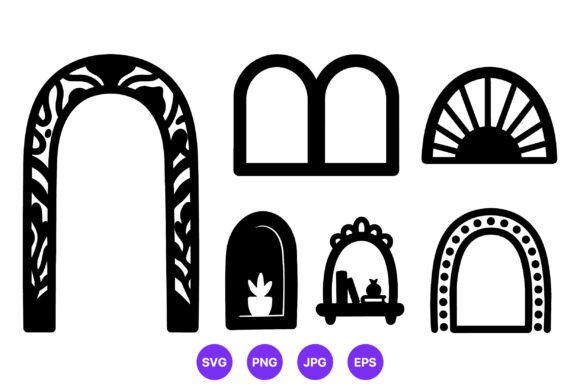 A Timeless Asset: Black Arch Window Silhouettes Graphics