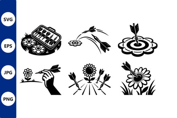 Archery Floral Line Art Vector