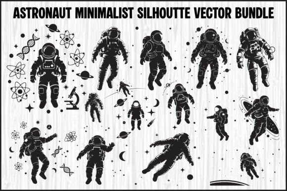 Astronaut Minimalist Silhouette Vector Graphics & Illustrations