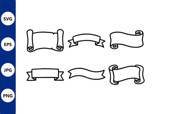 Banner and Ribbon Line Art Set: Graphics & Illustrations
