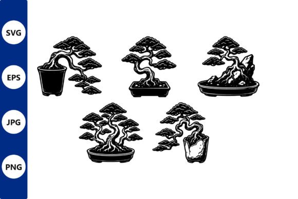 Bonsai Line Art Collection: Graphics & Illustrations