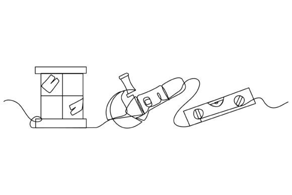 Continuous Line Design of Build Tool: Graphics & Illustrations