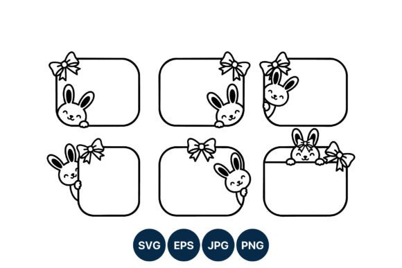 Cute Bunny Bow Frame Vector Art: Graphics & Illustrations