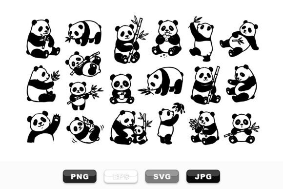 Cute Panda Bear SVG Set: Friendly Graphics & Illustrations