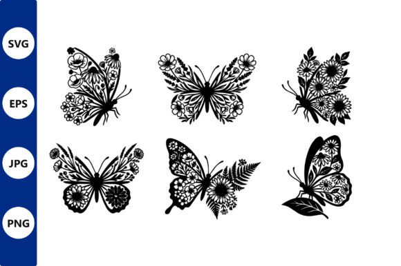 Floral Butterfly Vector Set: Graphics & Illustrations for Sellers
