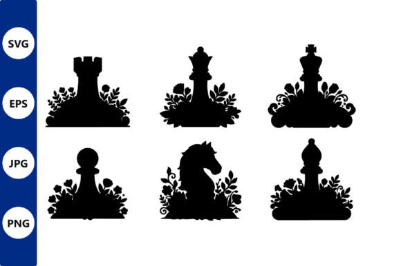 Floral Chess Silhouettes
