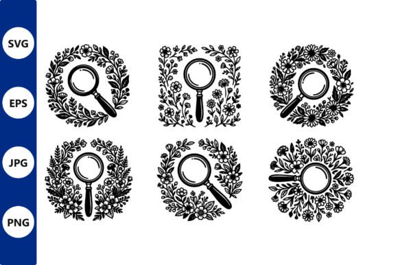 Floral Wreath Magnifying Glass Vector: Graphics & Illustrations for Purposeful Branding