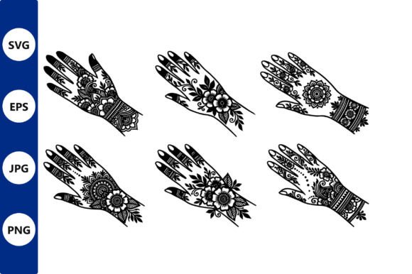 Henna Hand Pattern Vector Set: Graphics & Illustrations