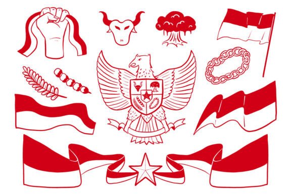 Indonesia Merdeka Pancasila Elements Set: Graphics & Illustrations
