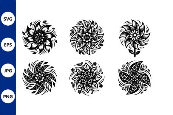 Intricate Floral Swirl Vector Designs