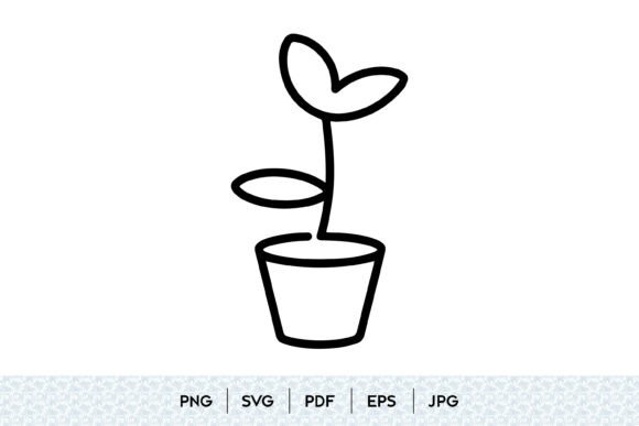Minimal Plant Pot Line Art SVG