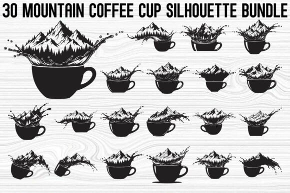 Mountain Coffee Cup Bundle: Graphics & Illustrations