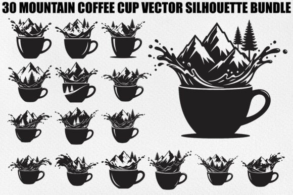 Mountain Coffee Cup Design Bundle: Graphics & Illustrations