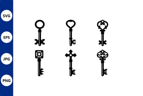Ornate Keys Black Vector Art: Premium Graphics & Illustrations