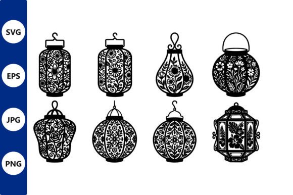 Ornate Lantern Floral Vector Art: Graphics & Illustrations for Brand Elegance