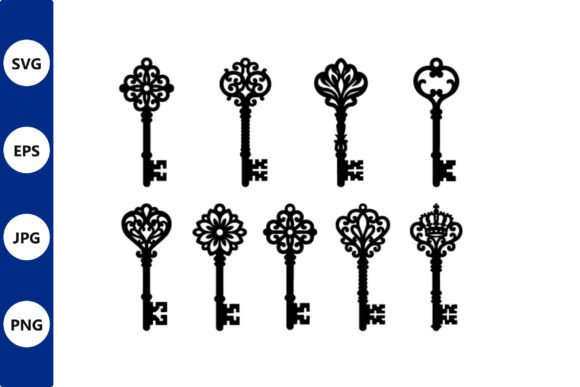 Ornate Vintage Keys Vector Graphics & Illustrations