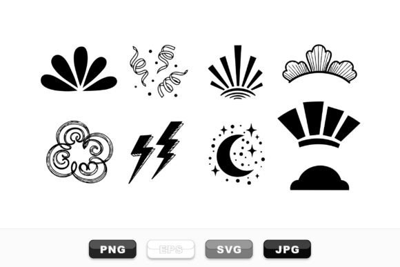 Retro Black Graphic Elements Set: Clean Graphics & Illustrations