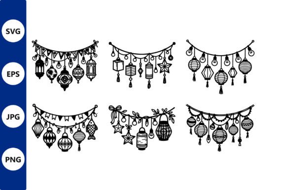 String Lanterns Garland Vector Art