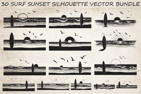 Surf Sunset Silhouette Bundle