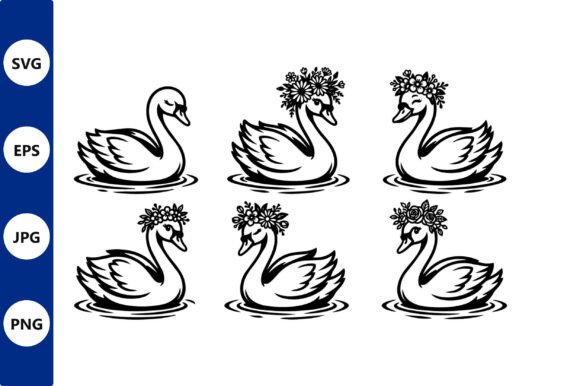 Swans Floral Crowns Vector: Illustrations & Graphics for Local Branding