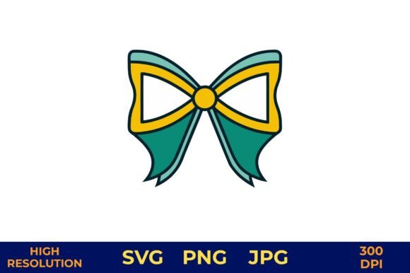 Teal and Yellow Bow Vector Design: Graphics & Illustrations