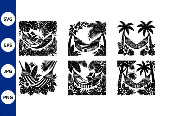 Tropical Hammock Silhouettes Among Palm
