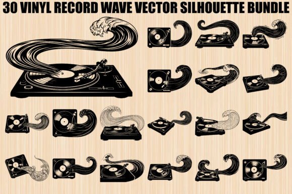 Vinyl Record Wave Silhouette Bundle
